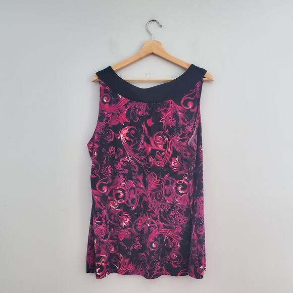 Avenue Stretch Sleeveless Pink Sequenced Neckline Top 22/24 - Picture 2 of 7